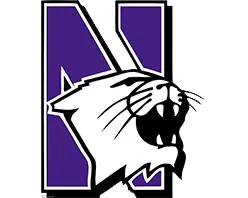 The Northwestern University logo has a purple N and a bobcat in the middle of the logo.