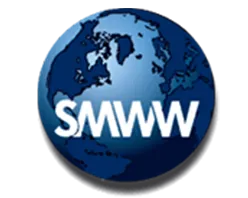 The logo for Sports Management Worldwide is a blue globe