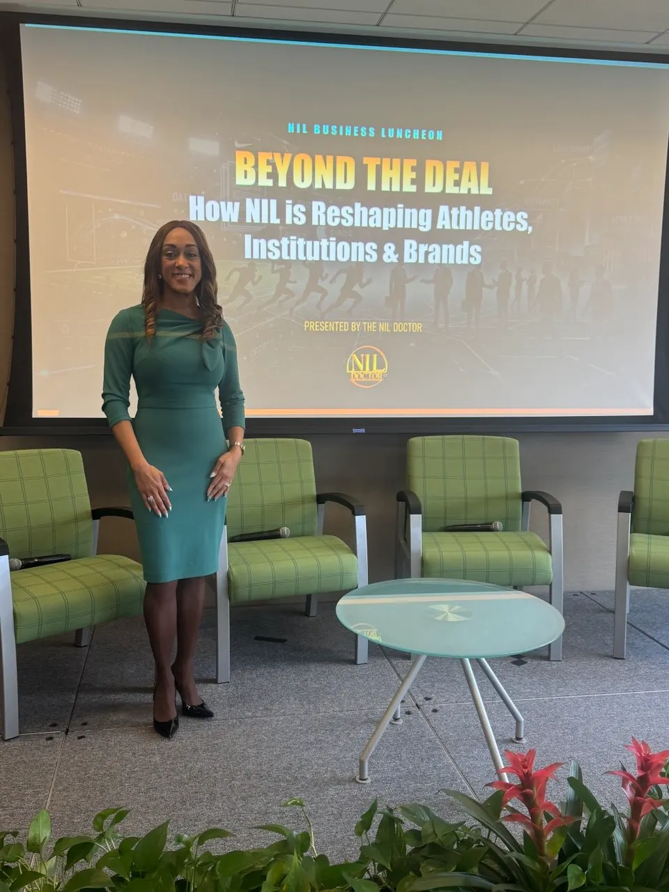 The NIL Doctor gives an NIL education presentation as a keynote speaker about going beyond the deal in NIL